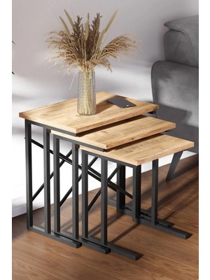 Maison Luré Metal Ayaklı Zigon Sehpa - Çam