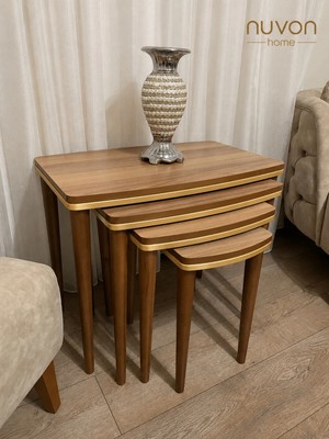 Maison Luré 4'lü Lüx Ahşap Ceviz Zigon Sehpa