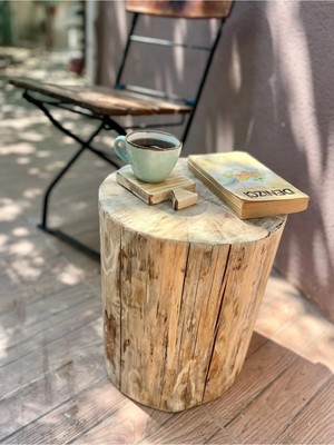 Maison Luré Ahşap Kütük Yan Sehpa Tabure Komidin Saksılık