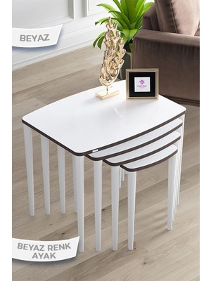 Maison Luré Mdf 1.sınıf 4lü Beyaz Zigon Sehpa Takımı