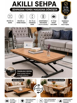 Maison Luré Akıllı Sehpa Üst Tabla Mdf Oval Köşe Alt Ayak Siyah Orta Sehpa