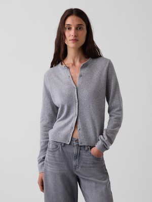 Gap Kadın Açık Gri Cashsoft Crop Hırka