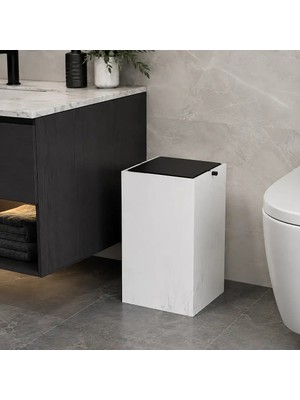 Elovias System Banyo Çöp Kovası 4 L Mermer Desenli/Siyah Renk (BA4037 030 R3-AL6)