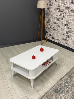 Maison Luré Kumsal Oval Kenar 100 60 Beyaz Orta Sehpa