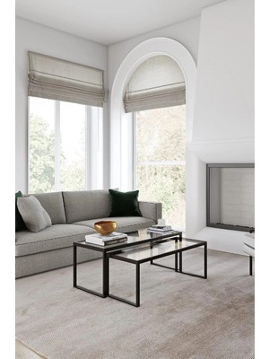 Maison Luré 2'li Metal Iskeletli Temper Camlı Zigon Orta Sehpa