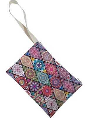 Ertürk Store Çanta, Unisex Pembe Mandala Desenli Portföy Clutch
