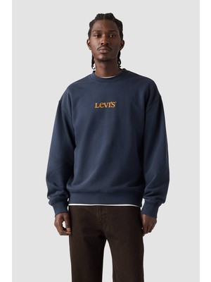 Levi's Erkek Lacivert Bisiklet Yaka Logolu Sweatshirt 00AUU-0001