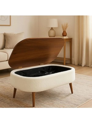 Maison Luré Sandıklı Oval Ahşap Ayaklı Orta Sehpa