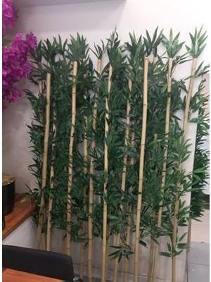 Ertürk Store 1 Adet Dekoratif Yapay Bambu Çubuğu, Boyunda Üzerinde 15 Adet Yaprak Mevcut Olup, 180 Cm, Doğal Gerçek Fırınlanmış Bambudur