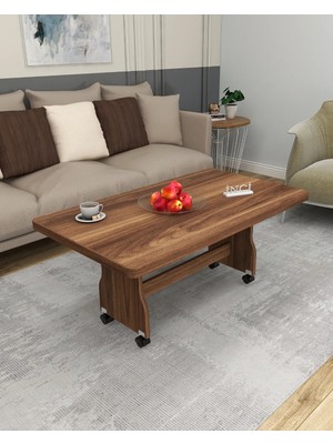 Maison Luré Tekerlekli Orta Sehpa Mdf Masa Balkon Mobilyası