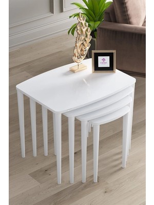 Maison Luré Mdf 1.sınıf 4lü Beyaz Zigon Sehpa Takımı