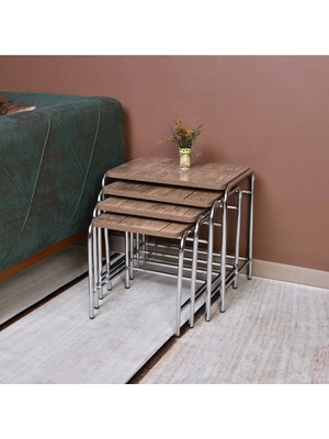 Maison Luré Parlak Mikelaj Ayaklı Zigon Sehpa 4'lü