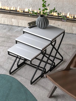 Maison Luré Modern Zigon Sehpa V Lüx Beyaz