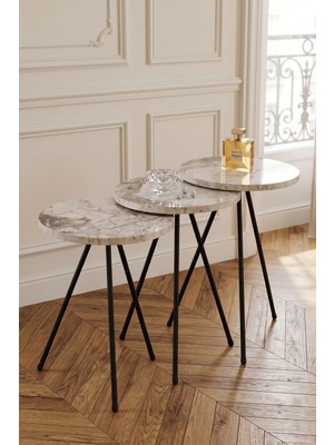 Maison Luré 3'lü Zigon Sehpa Siyah Metal Ayak