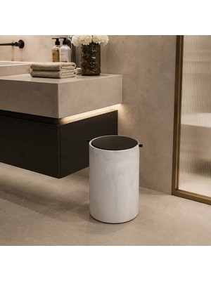Elovias System Banyo Çöp Kovası 4 L Mermer Deseneli/Siyah Renk (BA4038 030 R3-AL6)