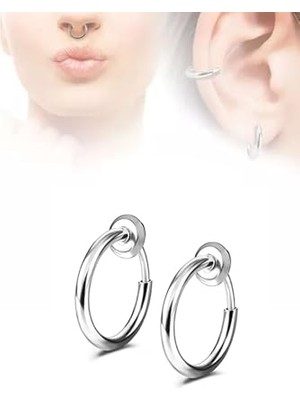 Ertürk Store Gümüş Cerrahi Çelik Sahte Piercing, Septum Kıkırdak Dudak Kulak, 2 Adet