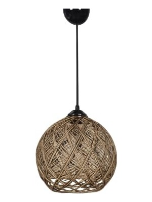 Ertürk Store El Yapımı Hasır Sarkıt Avize, Doğal Rattan, Bohem Dekoratif Tekli Avize