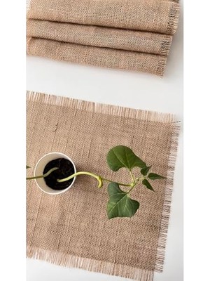 Ertürk Store Jüt Kumaş Dikdörtgen Amerikan Servisi Dörtlü Set 33X40 cm