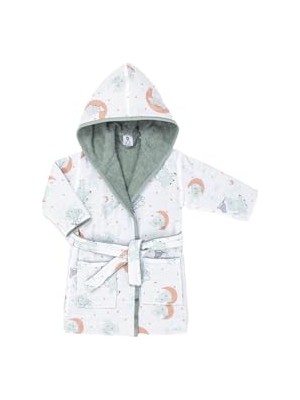 Ertürk Store Desenli Müslin ve Havlu Bebek Çocuk Bornozu, Elephant, 1-2 Yaş