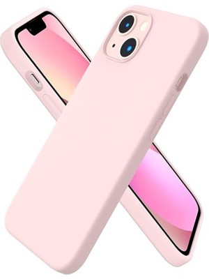 Ertürk Store iPhone 13 ile Uyumlu Kılıf, Içi Kadife Kaplamalı Ince Sıvı Silikon Tam Koruma Yumuşak Jel Silikon Kapak, Pudra Pembe