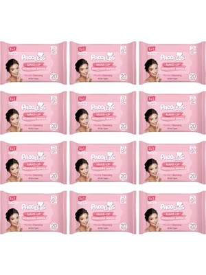 Ertürk Store 3’ü 1 Arada Makyaj Temizleme Mendili Yüz; Göz & Dudak Için, 240 Yaprak (12 Paket x 20'li)