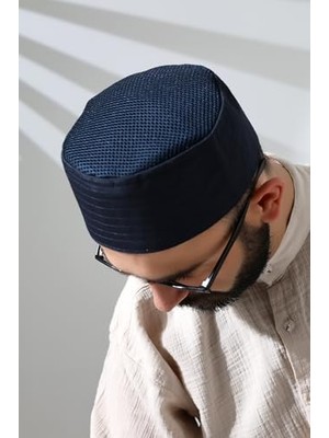 Ertürk Store Lacivert Fileli Kumaş Kalıp Namaz Takkesi, 59