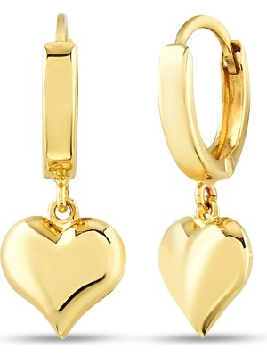 Debora Jewelry 14 Ayar Altın Kalp Sallantı Küpe