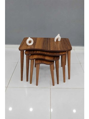 Maison Luré Dörtlü Ahşap Mdf Zigon Sehpa S Model Kahverengi