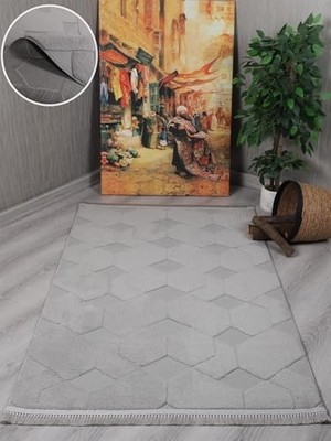 Ertürk Store Modern Dekoratif Lara Dokuma Salon, Oturma Odası, Balkon, Mutfak ve Koridor Halısı Yolluk 9400B Gri 100 x 200