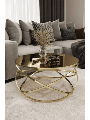 Maison Luré Bronz Ayna Gold Kaplama Orta Sehpa