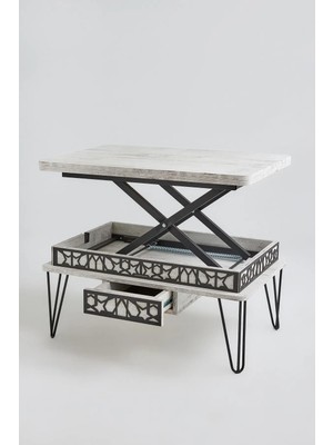 Maison Luré Melek-1 Lüx Metal Ayaklı Çekmeceli Akıllı Sehpa Orta Sehpa