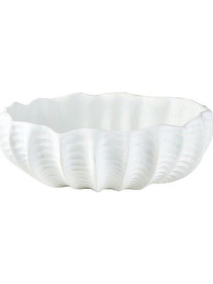Ertürk Store Kıyı Kabuklu Kase Masa Için Ev Dekoru, 9" U x 7" G x 3.25" Y, Mat Beyaz