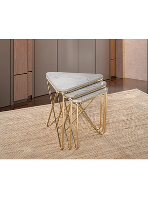 Maison Luré Güneş Üçgen Zigon Sehpa Lagina Gold