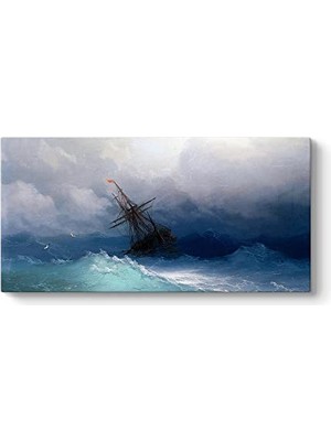 Ertürk Store Ivan Ayvazovski, Fırtınalı Denizde Gemi Tablosu 160 x 80