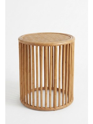 Maison Luré Rattan Yan Sehpa Doğal Hazeran Bambu El Yapımı Dekoratif 46X50 cm Orta Sehpa