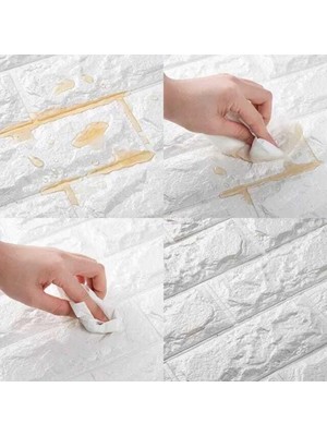 Tr Ukab Dekor Kendinden Yapışkanlı Köpük Esnek Taş Tuğla Desen Panel Duvar Beyaz 50 x 30