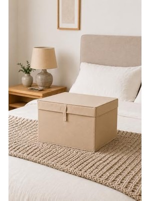 Ertürk Store Düzenleyici, Çok Amaçlı Organizer Lüks Saklama Kutusu Kutu Hurç Bej (Mini Boy 40 * 30 * 26)