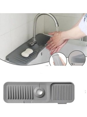 Orret Home Musluk Matı, Eviye Matı,elastik Musluk Matı Su Tutucu Düzenleyici Kaydırmaz Taban Organizer Mutfak Banyo Lavabo,musluk Matı Silikon (Gri)