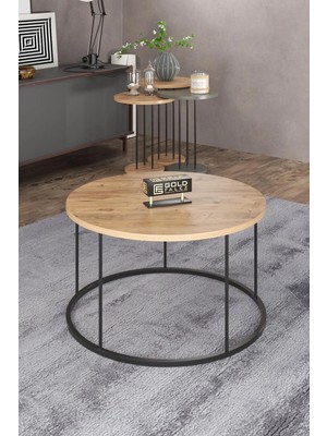 Maison Luré Terra Set Antrasit Ceviz Orta ve Zigon Sehpa Orta Sehpa