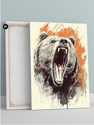 Ertürk Store (PSTER1299) Ayı Öfkesi Hayvan Kanvas Tablo 50 x 70
