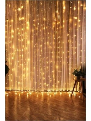 Kumandalı 3MX3M Perde Led, 8 Ayrı Işık Modu, 10 Saçaklı