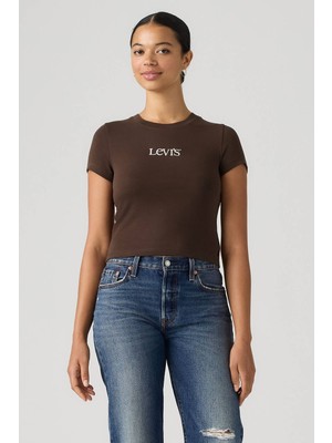Levi's gr Essentıal Baby Kadın Bisiklet Yaka Kahverengi T-Shirt 00AUY-0001
