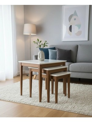 Maison Luré Poli 3’lü Zigon Sehpa Seti – Ahşap- Mdf