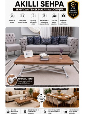 Maison Luré Juppo Üst Tabla Mdf Urartu Oval Köşe Alt Ayak Beyaz Orta Sehpa