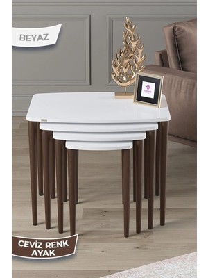 Maison Luré 1.sınıf Mdf Lake Boya Beyaz 4lü Zigon Sehpa Takımı