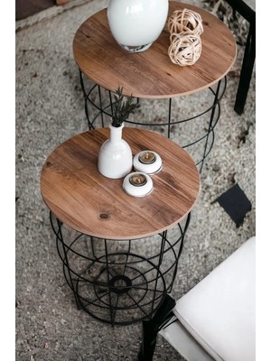 Maison Luré 2'li Orta Sehpa Tel Sepetli Zigon Metal