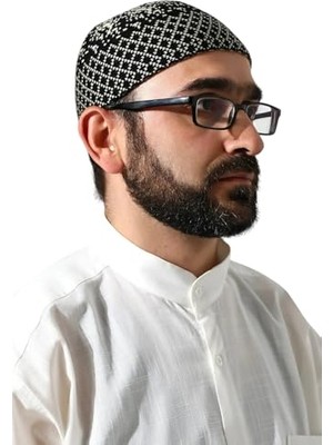 Ertürk Store Kışlık Karyağdı Desenli Orlon Takke Siyah-Bej