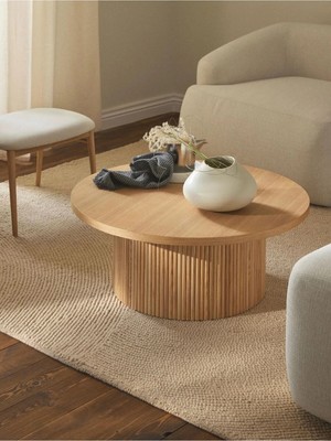 Maison Luré Yeni Nesil Modern Yuvarlak Naturel Ahşap Orta Sehpa