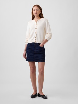 Gap Kadın Koyu Mavi Textured Denim Mini Etek