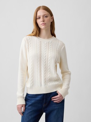 Gap Kadın Krem Rollneck Cable Örgü Kazak
